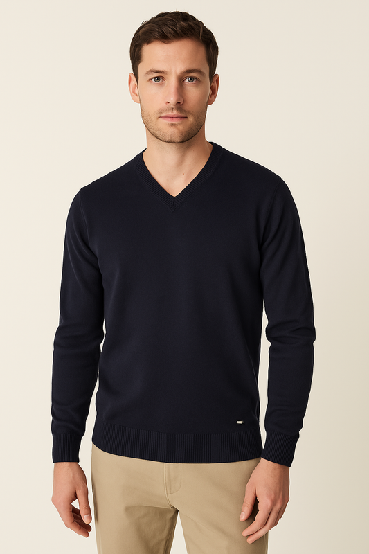 Khair pánský tmavě modrý kašmírový svetr