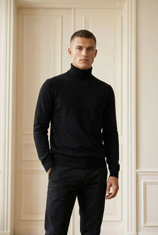 Darkhan černý pánský kašmírový rolák