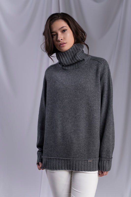 Šedý kašmírový dámský rolák