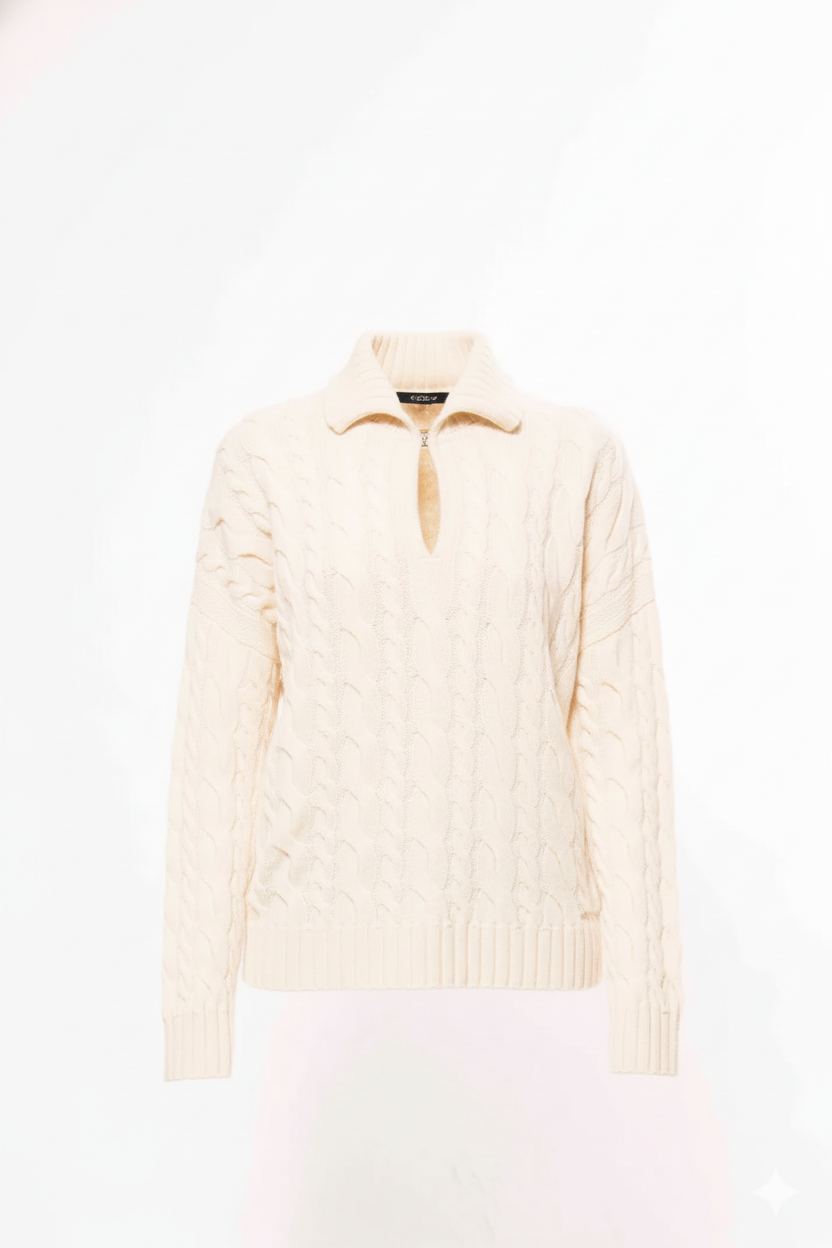 Alungoo dámský kabelový svetr v béžové barvě