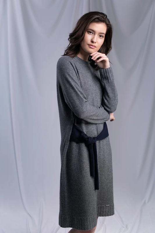 Šedý dámský kašmírový svetr dlouhý
