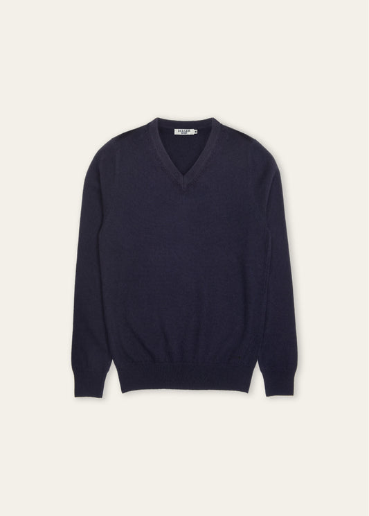 Khair pánský tmavě modrý kašmírový svetr