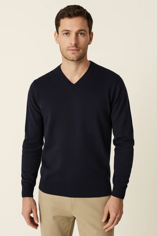 Khair pánský tmavě modrý kašmírový svetr