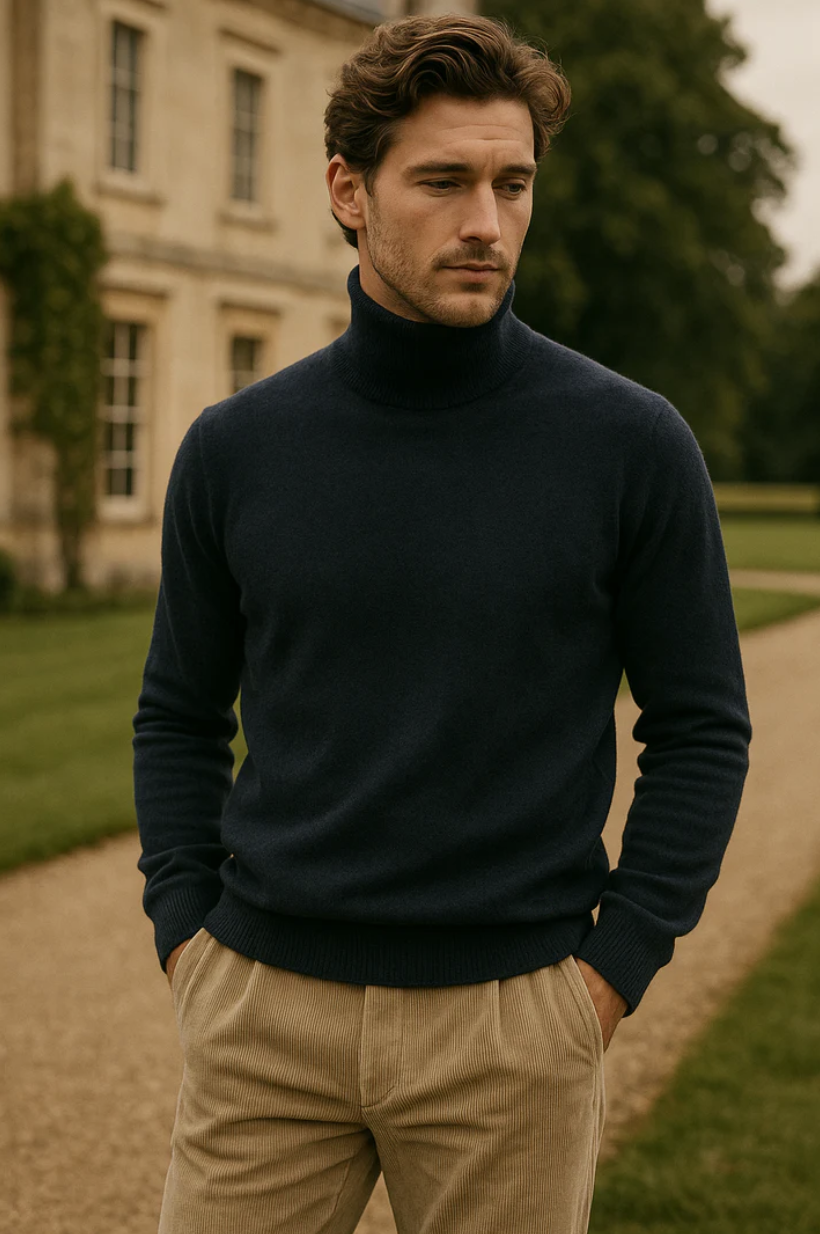 Nugai pánský modrý kašmírový rolák