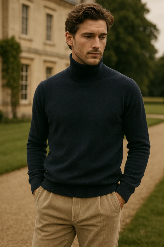 Nugai pánský modrý kašmírový rolák