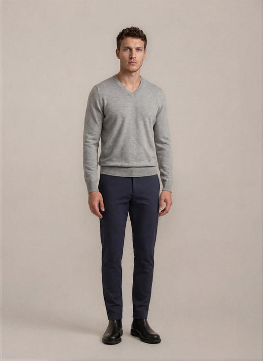 Chono pánský šedý kašmírový svetr