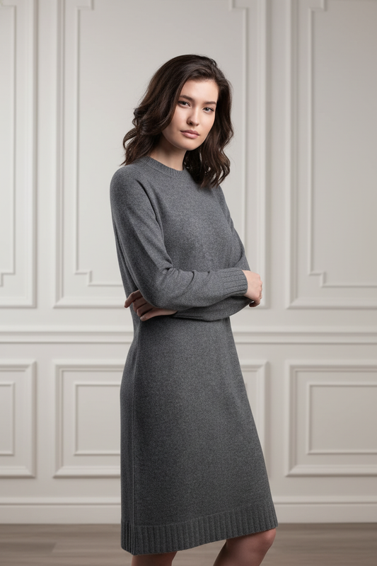 Merkit šedý dámský kašmírový svetr dlouhý