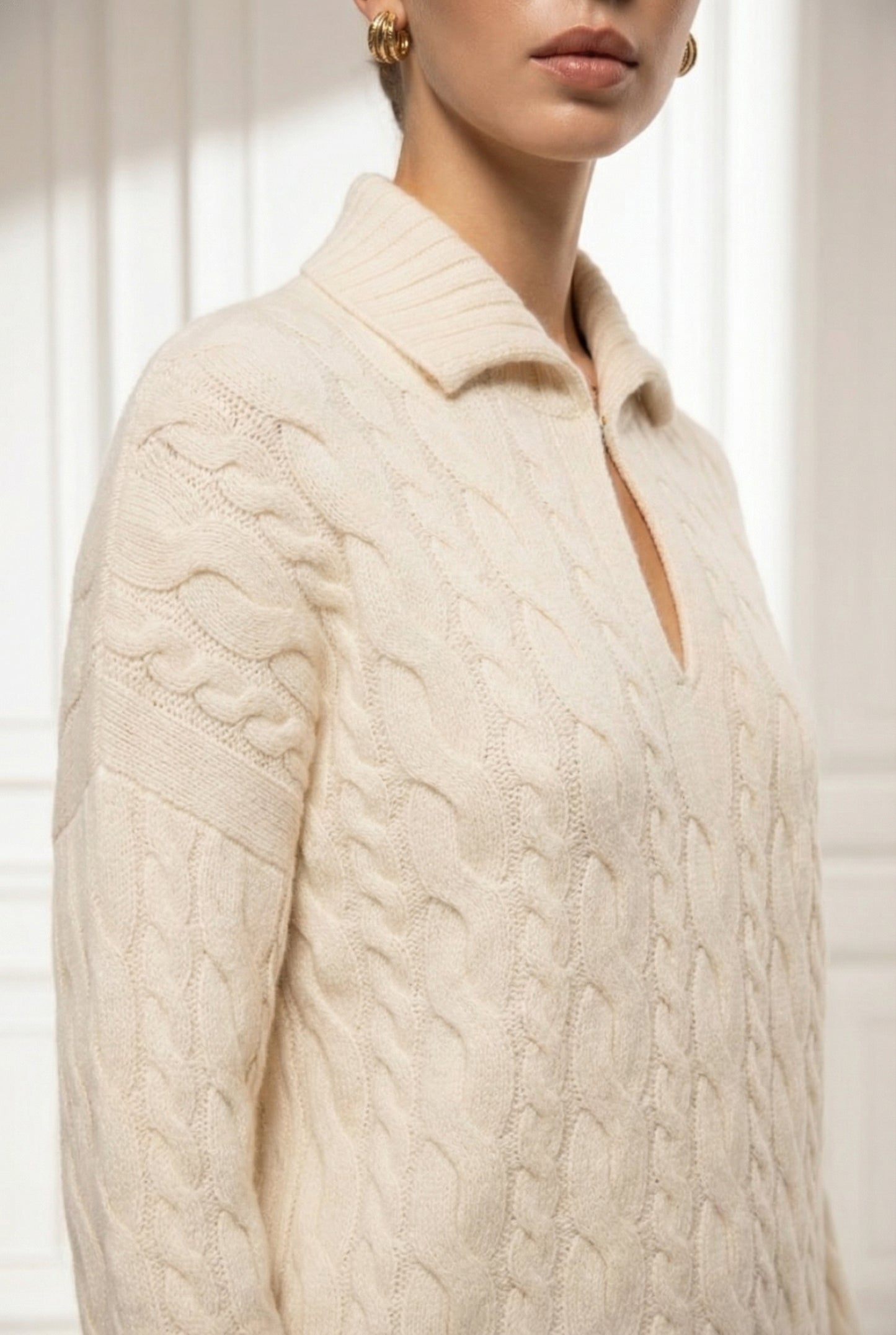 Alungoo women's cable sweater in beige