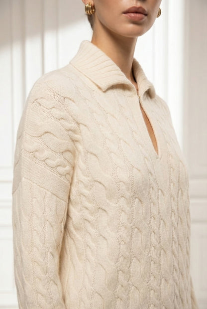 Alungoo women's cable sweater in beige