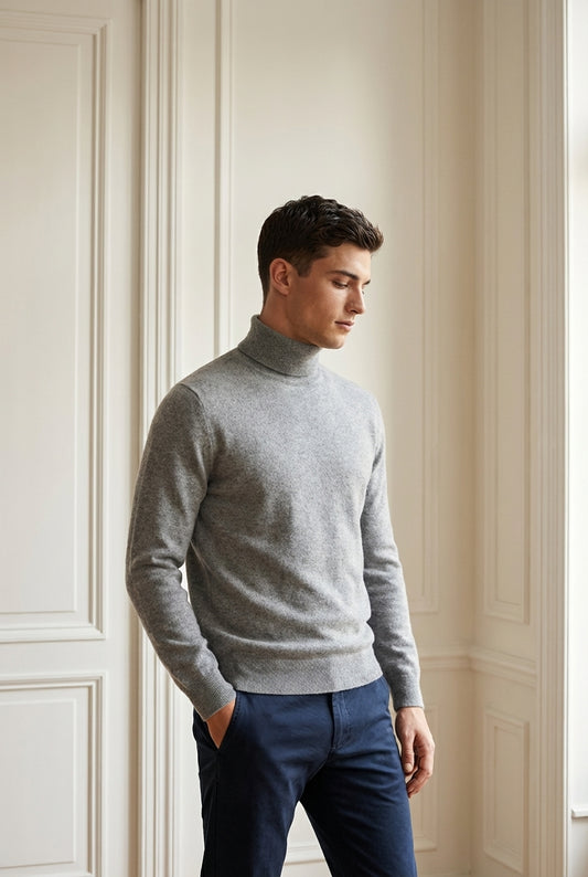 Esen pánský šedý kašmírový rolák