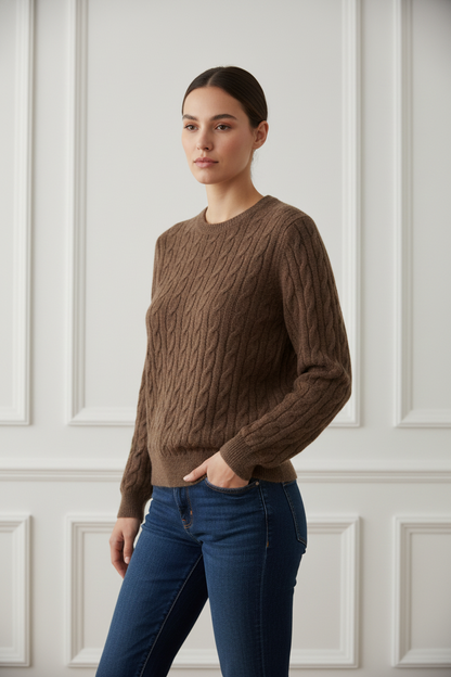 Sutai women's yak wool cable sweater