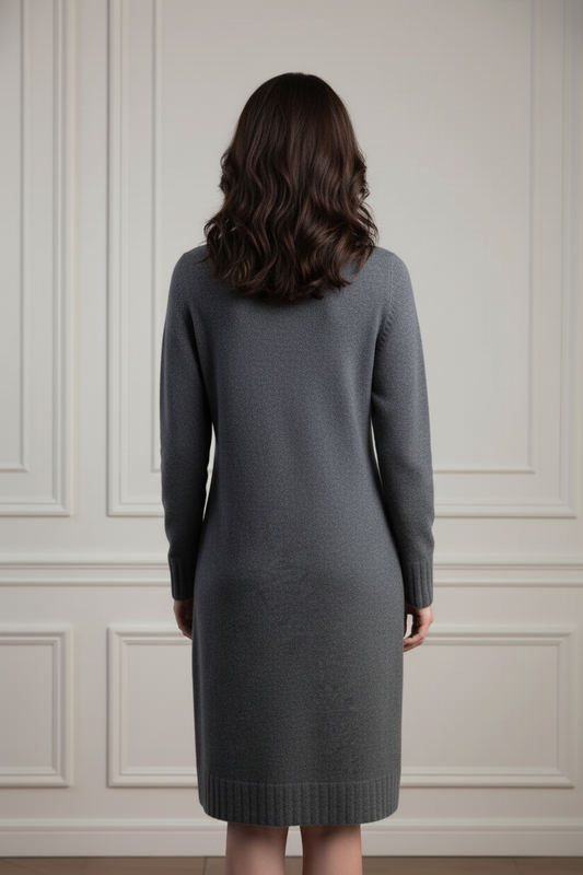 Merkit šedý dámský kašmírový svetr dlouhý