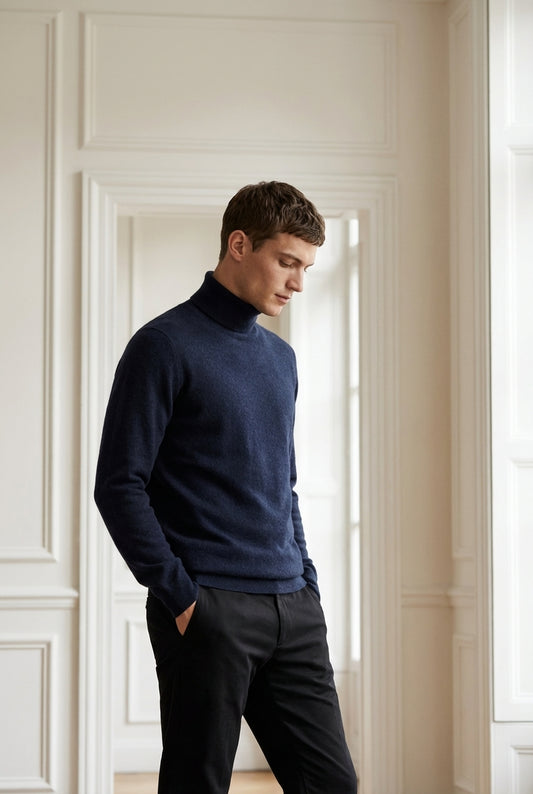 Nugai pánský modrý kašmírový rolák