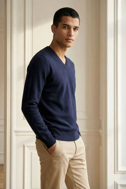 Khair men's dark blue cashmere sweater