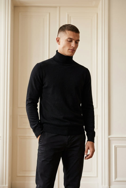 Darkhan černý pánský kašmírový rolák